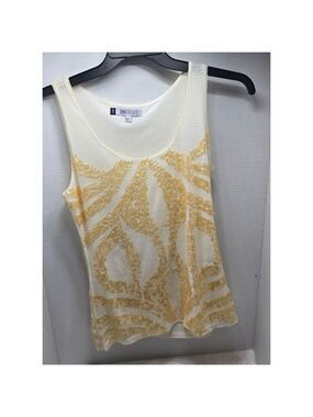 Women's Jennifer Lopez White Gold Sequin Tank Top S